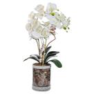 Vaso Vidro Cilindro Alto Customizado Strass Orquídea Branca Vaso Vidro Cilindro Alto Customizado Strass Orquídea Branca