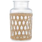 Vaso Wolff de Vidro e Fibra Natural 14cm x 23cm