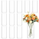 Vasos cilíndricos de vidro REWOMC, 8 polegadas de altura, transparentes, pacote com 12