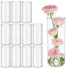 Vasos cilíndricos de vidro UPBUD, conjunto transparente de 12 polegadas para peças centrais