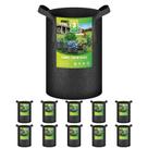 Vasos de tecido não tecido Grow Bags iPower de 3 galões, pacote com 10 unidades pretas