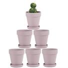 Vasos de terracota Fcacti Pink de 10 cm com pires, pacote com 6 para plantas