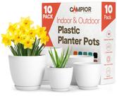 Vasos para plantas Campior de plástico apilables, 10 unidades, branco