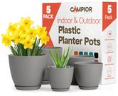 Vasos para plantas Campior de plástico apiláveis com drenagem, cinza, 5 peças Vasos para plantas Campior de plástico apiláveis com drenagem, cinza, 5 peças