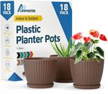 Vasos para plantas Lifemaster 15 cm marrón, paquete de 18 con platos