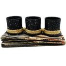 Vasos Trio De Cerâmica P/ Plantas Jardins Decoração Preto