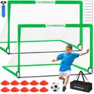 VAVOSPORT Portería de Fútbol, Juego de 2 Porterías para Niños de 1.8x1.2 m para Jardín, Red Plegable Portátil, Equipo de Entrenamiento de Fútbol con Balón y Conos para Niños y Jóvenes Juegos al Aire Libre