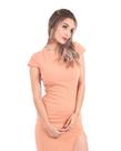 Vega Vestido Slim De Ribana Canelada Manga Japonesa Com Abertura Frontal