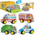 Veículo Oriate Rolling City para ladrilhos magnéticos, carros de brinquedo de resgate com rodas gratuitas compatíveis com ladrilhos magnéticos, brinquedos para carros adequados para crianças, brinquedos magnéticos para tráfego rodoviário urbano, presente educacional para meninos e meninas
