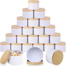 Vela ABK White Tin, capacidade de 118 ml/4 onças com tampa de grão de madeira x24