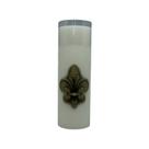 Vela Advento 20 cm x 7 cm Branca Texturizada - Flor de Lis