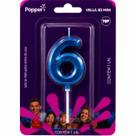 Vela aniversario klf popper numeros 3d mini azul numeros:0