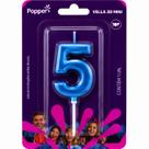 Vela aniversario klf popper numeros 3d mini azul numeros:0