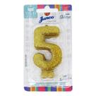 Vela Aniversario Live Colors Com Gliter Ouro N5 Junco
