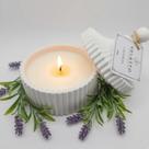 Vela Aromática Lavanda Pote Cerâmica Decoração Potiche 150g Lisa Branco Lavanda