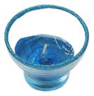 Vela aromatica mini vaso c/ castiçal vidro c/ glitter azul