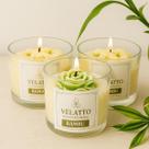 Vela Aromática Perfumada Bambu Kit 3 Premium Velatto 200g Branco Fragância Bambu Formato Rosa Margarida Vegetal