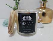 Vela Aromática Perfumada Chá Branco 180g Premium Pavio de Madeira no Vidro Decorativo - Dizana