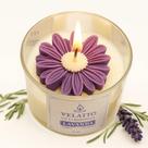 Vela Aromática Perfumada Decorativa Valanda Velatto 200g Lavanda Formato Margarida Essência Natural Lavanda Parafina Vegetal Côco