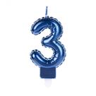 Vela Balão Azul Nímero 3 - Silver