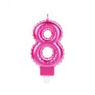 Vela Balão Rosa Número 8 - Silverfestas