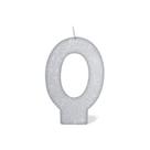 Vela branca glitter numero 0 - Silver Festas