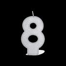 Vela branca glitter numero 8