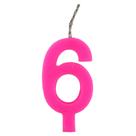 Vela De Aniversário Grande 8cm Rosa Número 6 Com 1 Unidade