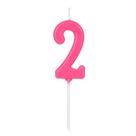 Vela de Aniversário Número 2 Rosa 4,5 cm Silver Plastic