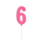 Vela de Aniversário Número 6 Rosa 4,5 cm Silver Plastic