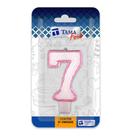 Vela de aniversário Número Branco e Rosa Nº 7 com 10 un. Vela de aniversário Número Branco e Rosa Nº 7 com 10 un.
