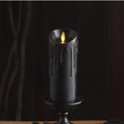 Vela de pilar LED sem chama Luminara Black Wax Drip de 6,5"
