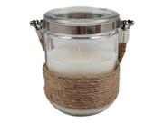 Vela Decorativa Essência c/ Fragrância Cereja Verão Japonês Aroma Perfumada Aromática Alça Em Fibra Natural Juta Boho Chic Decoração