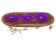Vela Decorativa Kit 3 Velas Flor De Lotus Roxa Com Vasinho