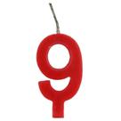Vela Festa Aniversário 8cm Vermelho Número 9 Com 1 Unidade