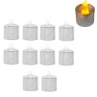 Vela Led À Bateria Decorativa Metalizada Prata C/ 10 Peças Vela Led À Bateria Decorativa Metalizada Prata C/ 10 Peças