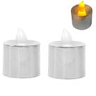 Vela Led À Bateria Decorativa Metalizada Prata C/ 2 Peças Vela Led À Bateria Decorativa Metalizada Prata C/ 2 Peças
