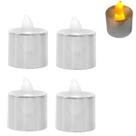 Vela Led À Bateria Decorativa Metalizada Prata C/ 4 Peças