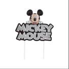Vela mickey colorido glitter prata