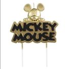 Vela mickey metalizada dourada com preto glitter