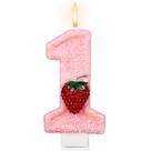Vela Número 1 Morango Conelist para 1º Aniversário Rosa 7 cm