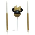 Vela p bolo aniversario minnie mouse 360 dourada com glitter Vela p bolo aniversario minnie mouse 360 dourada com glitter