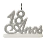 Vela Painel 18 Anos Glitter Prata Bolo De Aniversário Festa