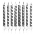 Vela palito espiral metalizada prata - cartela com 10 unidades