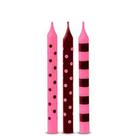 Vela Palito Rosa Bebê e Marrom - 12 unidades - Silver Plastic
