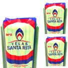 Vela Palito Votiva Verde Num 8 Kit 3 Und Parafina Decorativa