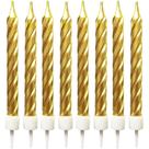 Vela para Aniversário Espiral Metalizada Dourada 8CM Blister com 08