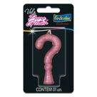 Vela para Aniversario Interrogacao Glitter Rosa