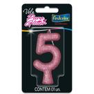 Vela para Aniversario N.05 Glitter Rosa Vela para Aniversario N.05 Glitter Rosa