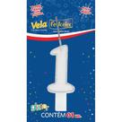 Vela para Aniversário Nº01 com Glíter Branca - Caixa com 10 Unidades Vela para Aniversário Nº01 com Glíter Branca - Caixa com 10 Unidades